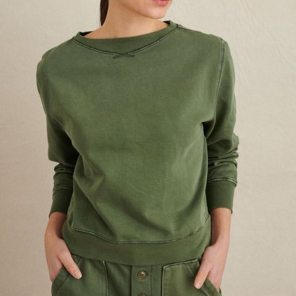 Alex Mill Lakeside Boatneck Sweatshirt Army Green